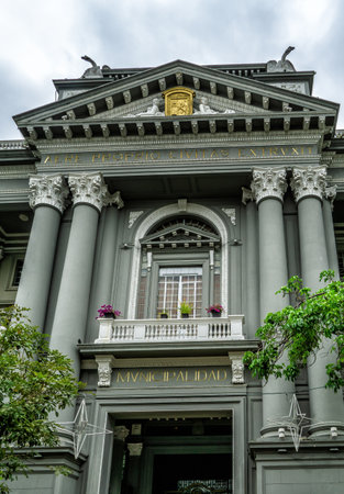Guayaquil, Ecuador - September 26, 2022: Guayaquil Municipal Palace. The Municipal Palace is an architectural treasure whose modern renaissance style is a mixture of the Doric and Gothic art.のeditorial素材
