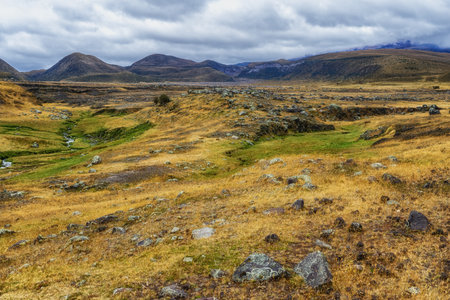 Cotopaxi National Park  is a protected area in Ecuador situated in the Cotopaxi Province, Napo Province and Pichincha Province, roughly 50 km south of Quito., Ecuadorの写真素材