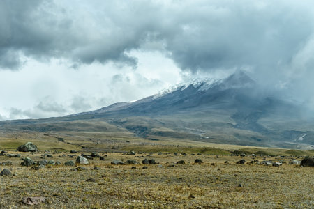 Cotopaxi Volcano in the Avenue of the Volcanos in the Andes Mountain Range in Ecuador, South America. Cotopaxi is the highest active volcano in the world at 5869mの写真素材