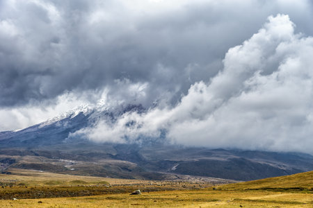 Cotopaxi Volcano in the Avenue of the Volcanos in the Andes Mountain Range in Ecuador, South America. Cotopaxi is the highest active volcano in the world at 5869mの写真素材