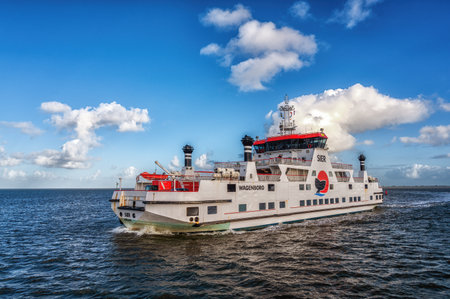 Holwerd, The Netherlands - October 02 2022: The MS Oerd is a ferry and has been sailing on the Ameland - Holwerd route since 2003. The ship is used by Wagenborg Passenger Services.のeditorial素材