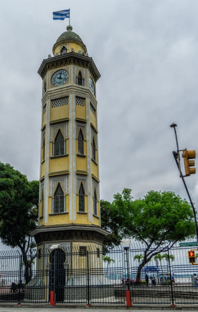 Torre Morisca at End of 10 de Agosto Street, near Malecon 2000 on Shore of Rio Guayas in Downtown Guayaquil, Ecuadorのeditorial素材