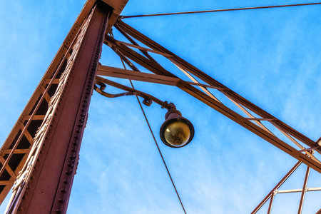Bridge built in1887 over the Mississippi River to Nicollet Island by the King Iron Bridge Co. from Cleveland, OHの写真素材