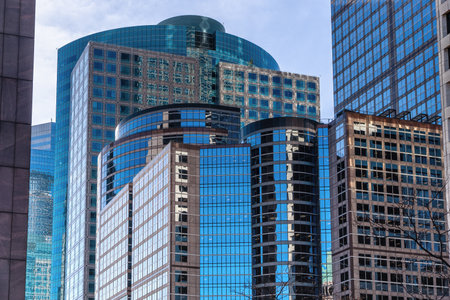 Modern buildings in downtown Minneapolis, Minnesota USAの写真素材