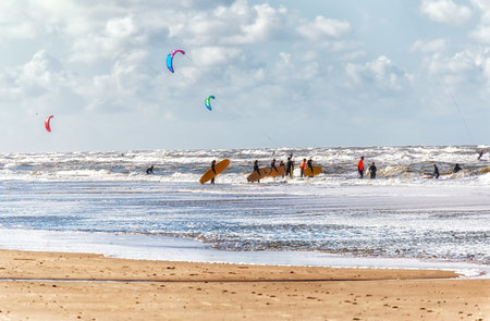 Surfing class in Zandvoort, The Netherlands.の写真素材