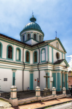 Built in the 16th century the church Santa Barbara in Quito is one of the most significant works of colonial style architecture in South America.の写真素材