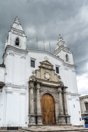 The facade of the Church of Carmen Alto (Iglesia de El Carmen Alto), Quito Ecuadorの写真素材