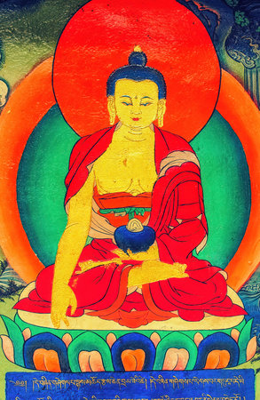 Buddhist wall paintings at Tashilhunpo (Tashilunpo) monastery, Shigatse (Xigaze) (Xigatse), Tibet, China, Asiaのeditorial素材