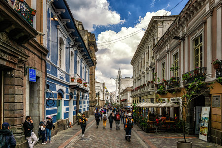 Quito, Ecuador - 24 November 2022: Ecuador Quito - Historical Center streetのeditorial素材