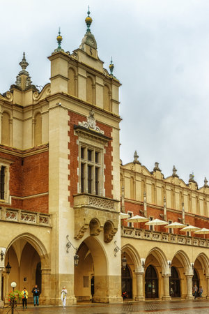 Renaissance Sukiennice (Cloth Hall, Drapers' Hall) in Krakow, Poland, is one of the city's most recognizable icons.のeditorial素材