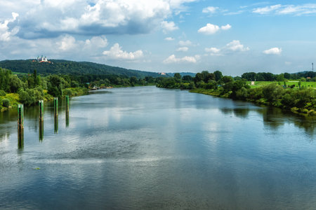 River bank landscape of The Vistula River in Poland near Krakowの写真素材