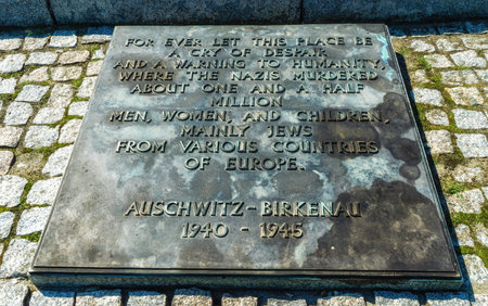 Auschwitz (Oswiecim), Poland - 15 August 2022: Holocaust Memorial monument in memory of the million dead; UNESCO World Heritage siteのeditorial素材