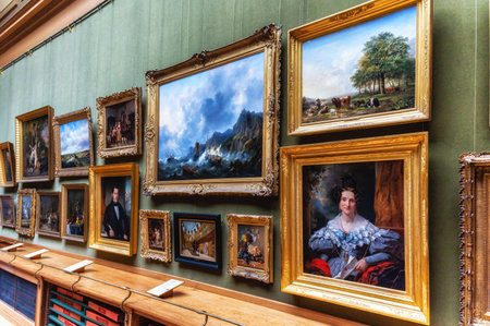 Haarlem, The Netherlands - 11 February 2023: Netherlands, Haarlem, Teylers Museum, Art collection with paintings in one of the 2 roomsのeditorial素材