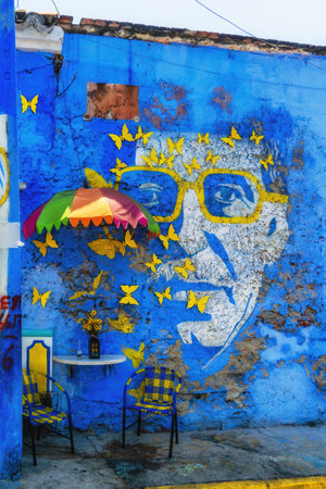 Cartagena, Colombia - 22 March 2023: Urban street art in Cartagena, Colombia.の写真素材