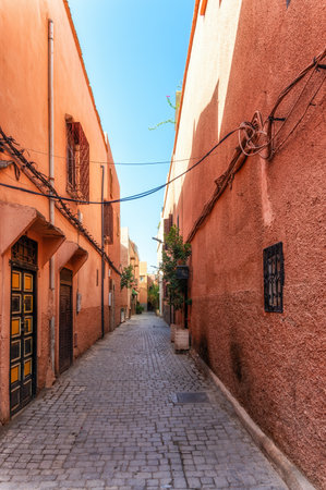 An small alley in the medina of Marrakech,Moroccoの写真素材