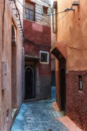 The beautiful alleyways of the Medina of Marrakesh, Morocco, North Africaの写真素材