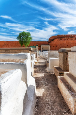 A  view of old Jewish cemetery in Mellah quarter, Marrakech, Morocco.の写真素材