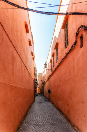 An small alley in the medina of Marrakech,Moroccoの写真素材