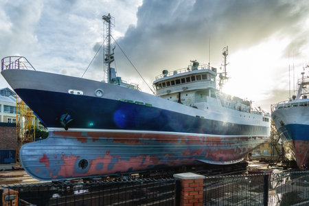 Cape Town, Republic of South Africa, Vessel renovation in dockの写真素材