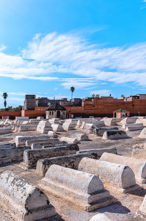 A  view of old Jewish cemetery in Mellah quarter, Marrakech, Morocco.のeditorial素材
