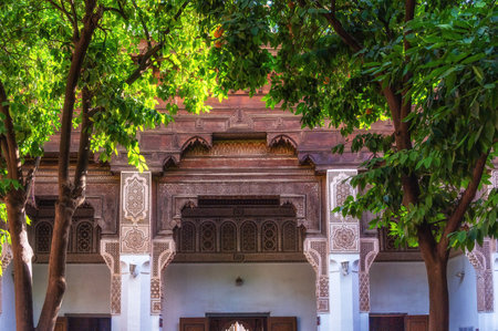 Details of Interior of Bahia palace in Marrakesh, Moroccoのeditorial素材