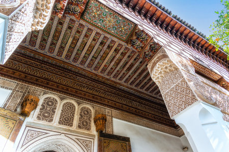 Details of Interior of Bahia palace in Marrakesh, Moroccoのeditorial素材