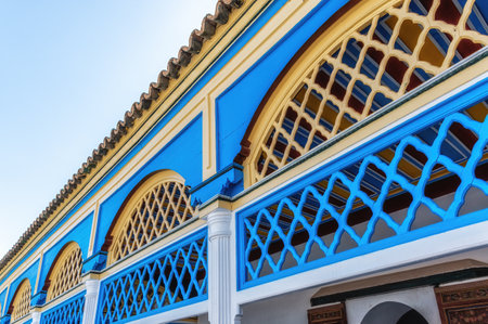 Bahia Palace architecture view in Marrakech, Morocco, The historic medina quarter of Marrakech is a UNESCO World Heritage Site.のeditorial素材