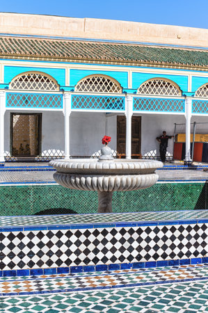 Bahia Palace architecture view in Marrakech, Morocco, The historic medina quarter of Marrakech is a UNESCO World Heritage Site.のeditorial素材