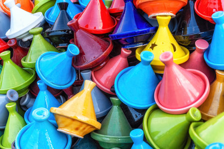 Tajines, beautiful souvenirs from Moroccoの写真素材