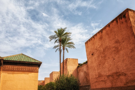 Building exterior of the Saadian tombs in Marrakech, Morocco, North Africaのeditorial素材