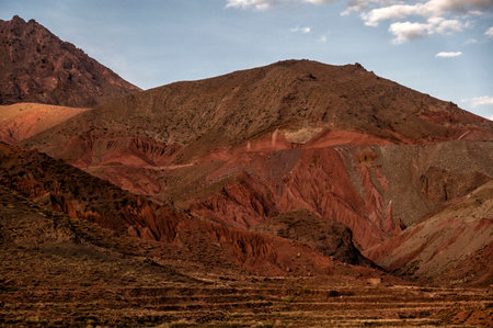 Dry and arid deserted region in a desert landscape of Morocco, North Africaの写真素材