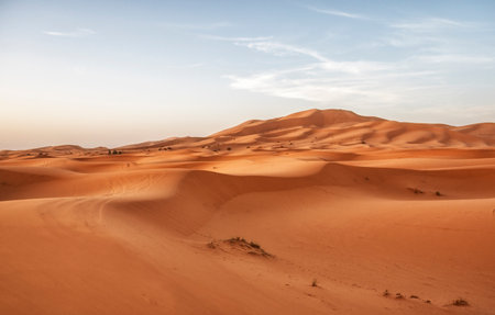 Sahara desert sand dunes, Erg Chebbi, Morocco.の写真素材