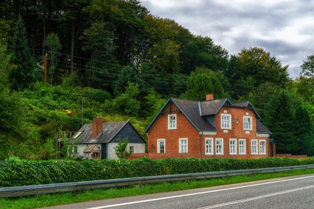 Typical denmark family house in Vejle, Denmarkの写真素材