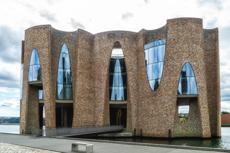 Iconic Fjord building in Vejle, Denmark.のeditorial素材