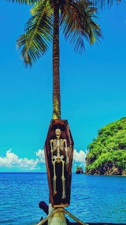 Wallilabou bay, Saint Vincent, Saint Vincent and the Grenadines - Skeletons in coffinsの写真素材