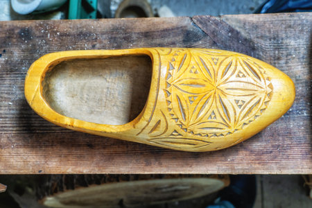 unfinished Dutch clogs wooden shoesの写真素材