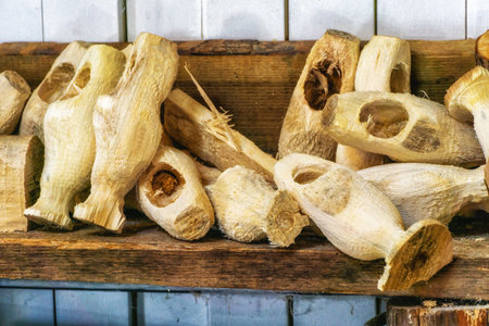 unfinished Dutch clogs wooden shoesの写真素材