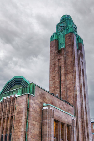 Clock tower of Helsinki central railway station. Finlandの写真素材