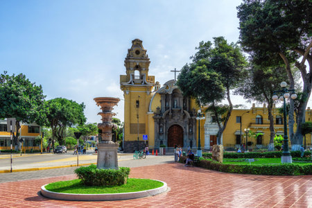 Lima, Peru - May 17, 2023: Church of the Most Holy Cross in the Barranco District of Lima, Peruの写真素材