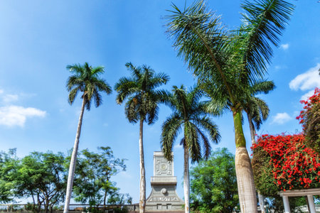 Biblioteca Municipal, or Library, built in 1922 in the Parque Municipal, a local landmark in the main square of Barranco, a suburb of Lima, Peruの写真素材