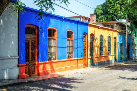 Architecture in the old town of Barranco district in Lima, Peru.の写真素材