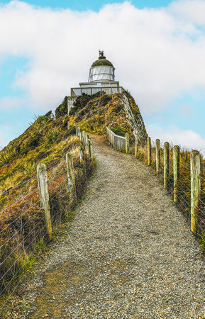 Nugget Point lighthouse in South Otago New Zealandの写真素材