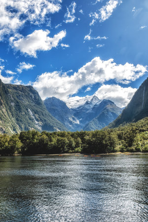 World famous Fiord of Milford Sound in South Island of New Zealand. This Fiord is located in Fiordland National park.の写真素材