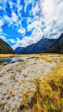 New Zealand, South Island, West Coast Region, Mount Aspiring National Park, labeled UNESCO World Heritage Siteの写真素材