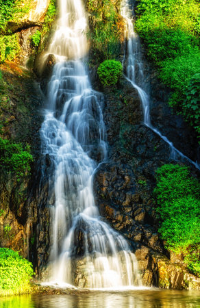 Artificial waterfall in Seoul, South Korea.の写真素材