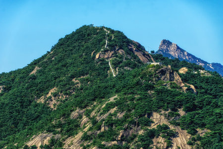 View of Inwangsan Mountain in Seoul, Koreaの写真素材