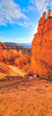 The view of a unique red rock outcropping at Bryce National Park in Utah, USAの写真素材