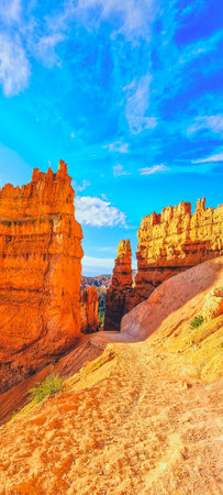 The view of a unique red rock outcropping at Bryce National Park in Utah, USAの写真素材