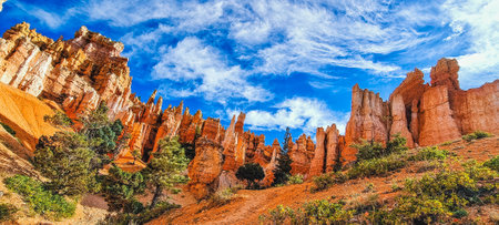 Rock formations of Bryce Canyon National Park seen from the Navajo Loop hike, Utah, Southwest USA.の写真素材