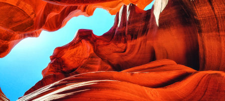 Beauty of eroded Navajo Sandstone in the Antelope Canyon, a slot canyon in Arizona, USA, Page, Arizona, United States of Americaの写真素材
